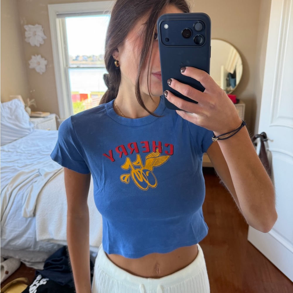 Cherry LA Blue Crop Top with Graphic